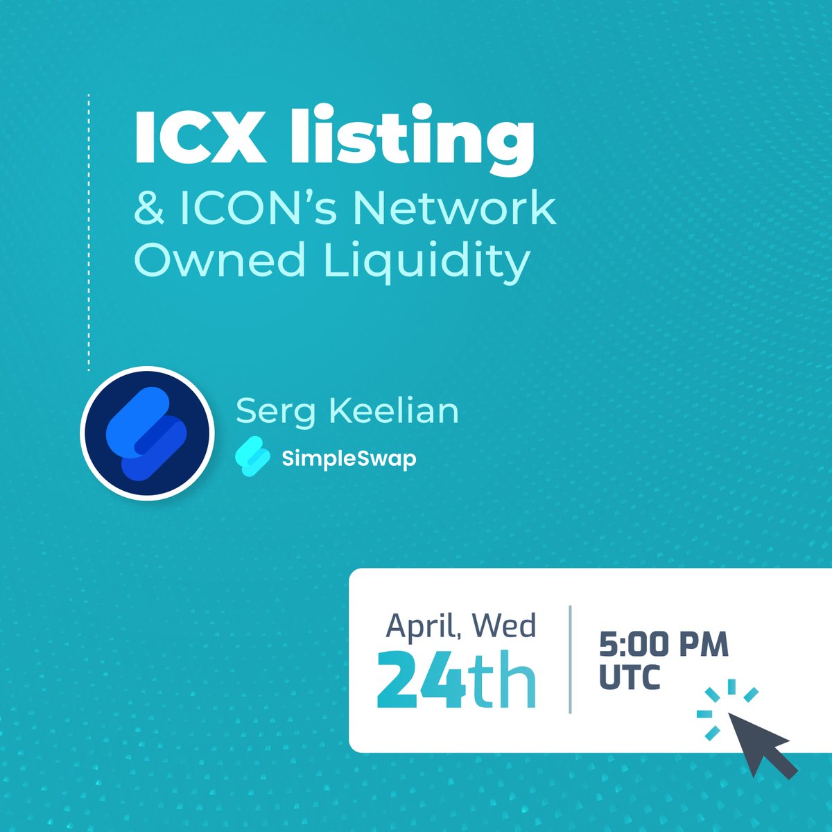PSA: Don't miss our community space this Wednesday @ 5PM UTC 🎙️ @SimpleSwap_io join us in discussing cross-chain swap options for the @helloiconworld ecosystem and Network Owned Liquidity 🌊 $ICX 👉 x.com/i/spaces/1dRJZ…
