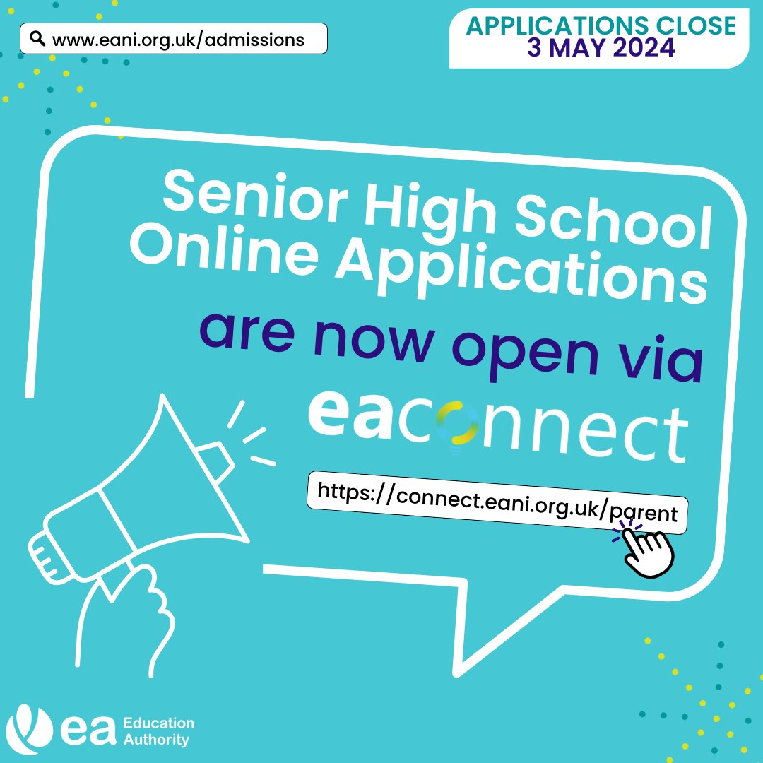 📢 Applications for transfer from Junior High School to Senior High School (Dickson Plan 14+) for Sept 2024 are open via EA Connect. Applications close at 4pm on 03/05/24 & are not considered on a first come, first served basis. ✔️ To apply, visit: ow.ly/n4BA50QKP16