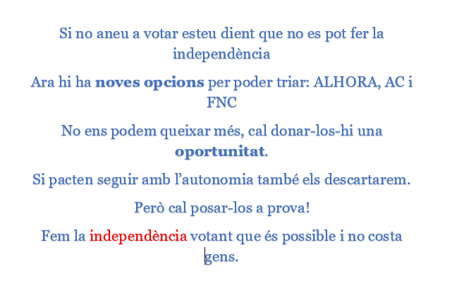 vplans3's tweet photo. Feu RT, si voleu la independència @FNCatalunya @CatalunyaAC @alhora_cat 

Mobilitzant l'abstenció sortiu tots, no en dubteu. https://t.co/Pfu1BjbYMZ