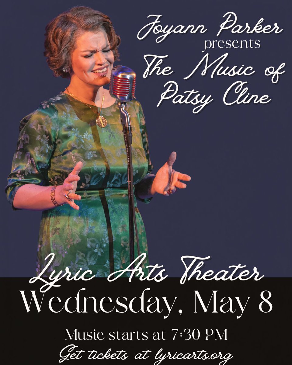 I'll be bringing the legendary tunes of #PatsyCline to Lyric Arts Theater on Wednesday, May 8th 🎙️ 🎶 Mark your calendars, grab your tickets, and I'll see you there! 🎟️ lyricarts.org/joyann-parker #livemusic #countrymusic #womeninmusic #AnokaMN