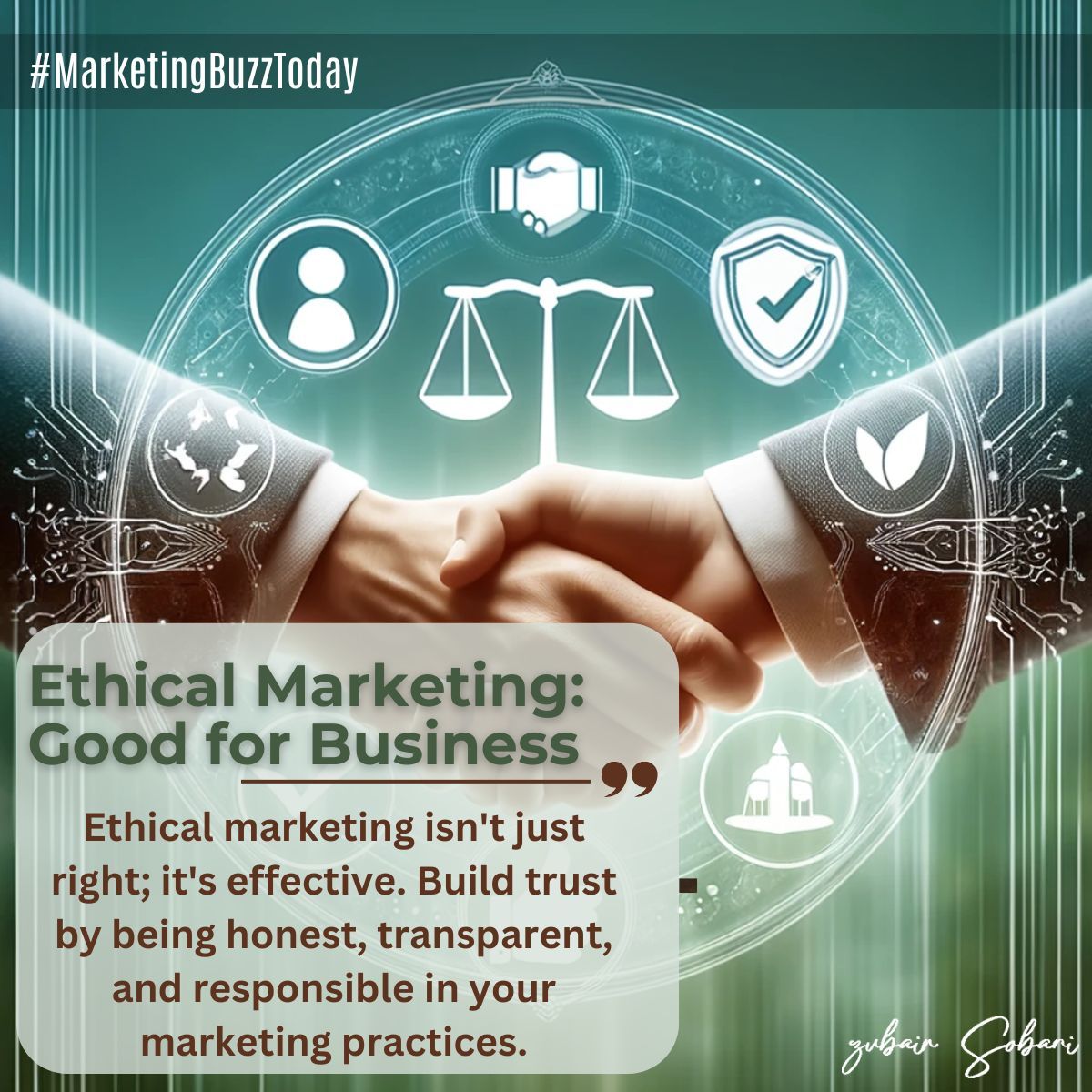 Post 23: Ethical Marketing: Good for Business
Ethical marketing isn't just right; it's effective. Build trust by being honest, transparent, and responsible in your marketing practices. 

#EthicalMarketing #TrustBuilding #ZubairSobani #Thinkventures #Thinkdirect #Canada #USA #KSA