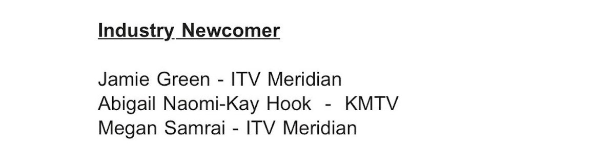 AndyKMTV's tweet photo. Extremely proud that @KMTV_Kent's @abby__hook has been shortlisted for an @RTSSouthernCent award in 'Industry Newcomer'! Thoroughly deserved! Massive shoutout to @JoeCoshan who's up for 'Regional TV Journalist' for @itvmeridian. We'll claim him too! 2 @CfJKent alumni. #JustSaying https://t.co/RAZ6PNEkif