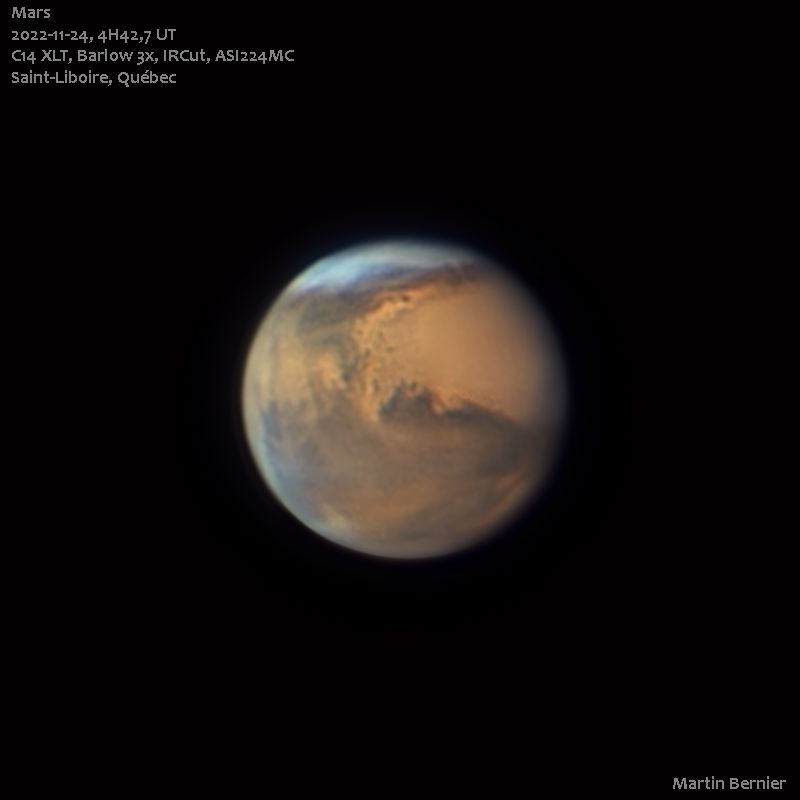 AstroBin's Image of the Day: 'Mars 2022-11-24' by Martin Bernier astrobin.com/8ydz8s/?utm_so… #astrophotography #astronomy #astrobin #imageoftheday