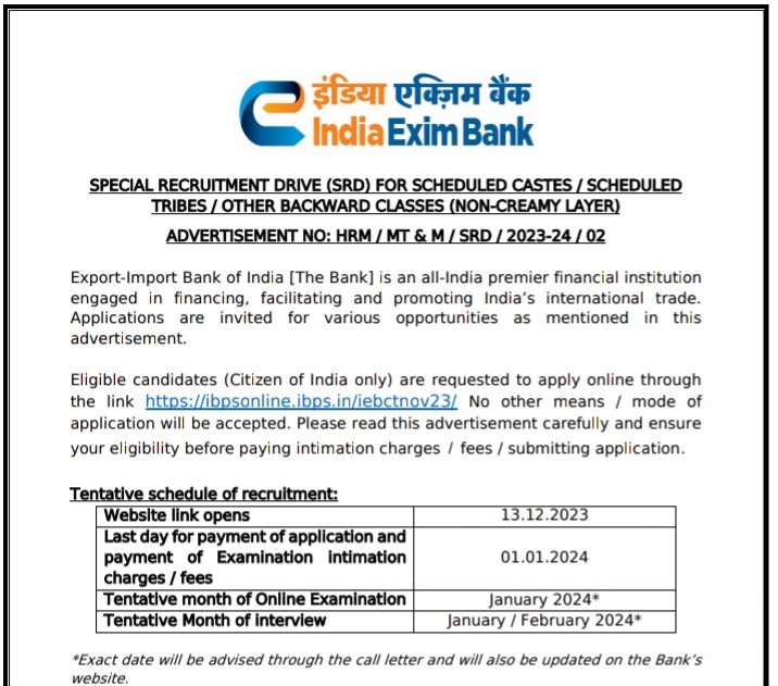 Special Recruitment Drive for
SC/ST/OBC-NCL in India Exim Bank.

Imagine Bank needs a Pichda for Foreign Export-Import.

Merit gets Pulverized Everytime