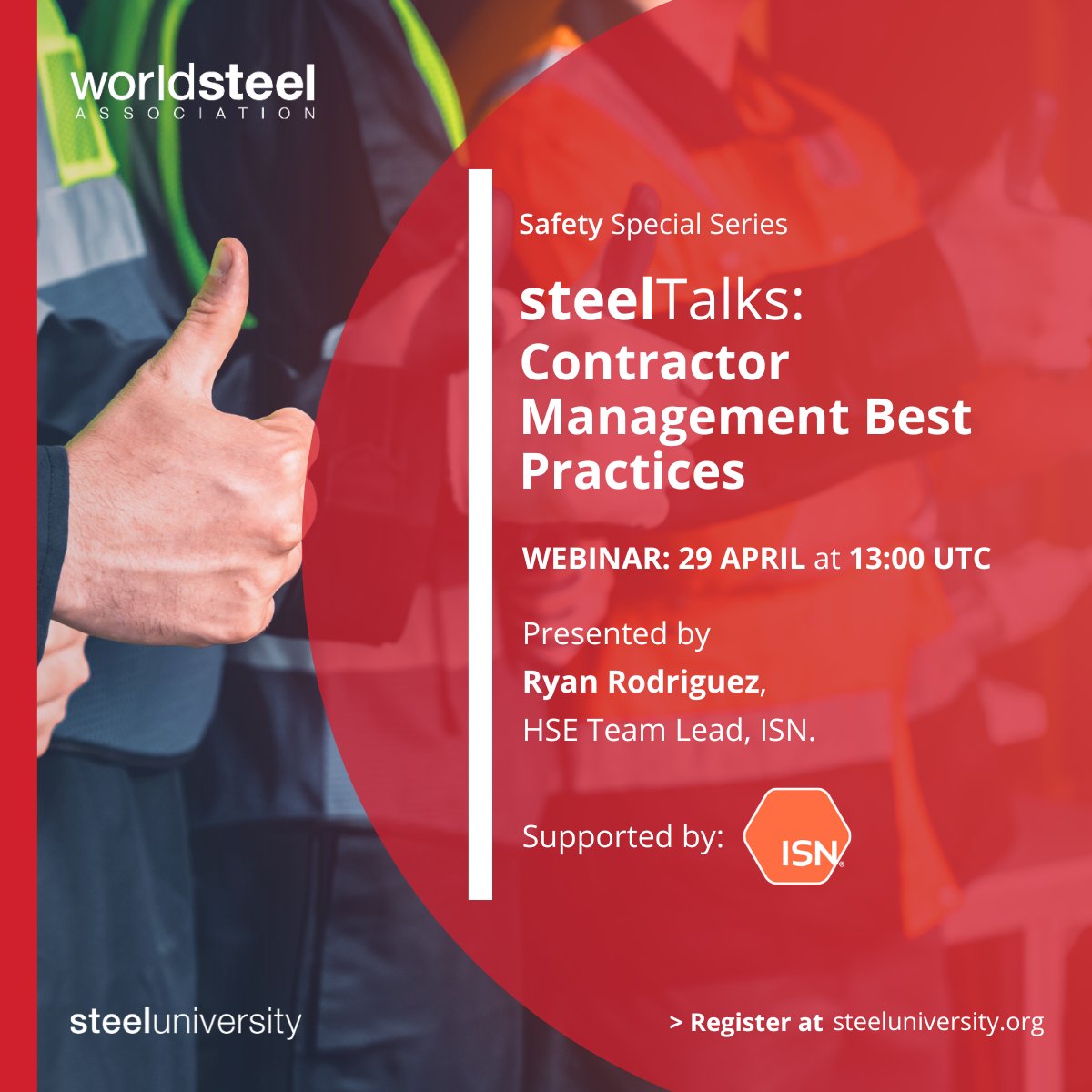 Join Ryan Rodriguez from ISN, as we kick off the inaugural session of a new #Safety #steelTalks series in partnership with ISN! 🔍 Explore 10 key elements in Contractor Management Best Practices. 🗓️ Date: April 29th ⏰ Time: 13:00 UTC Register here: ow.ly/vPfF50Rjreo