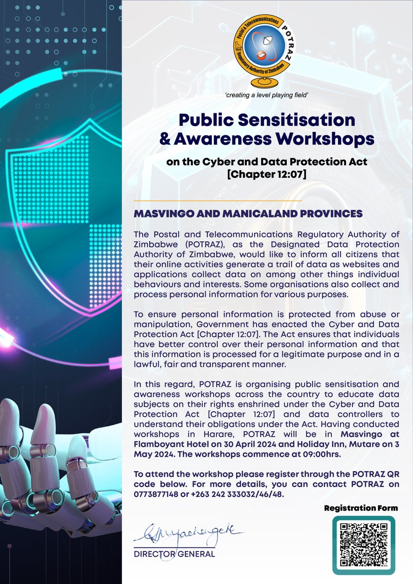 Masvingo and Mutare Public Sensitisation & Awareness Workshops on the Cyber and Data Protection Act [Chapter 12:07]