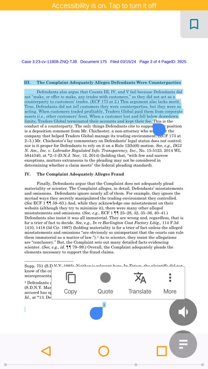 Chris95_fx's tweet photo. @kierangohil_ @TforTrouble4 @TheTrustedProp @MyFundedFX Not really, read  the CFTC'S argument in the document below. If the fee is made nonrefundable, then the trader loses it whether his trading is successful or not, therefore the whole argument falls apart. https://t.co/aK4UQWp0BM
