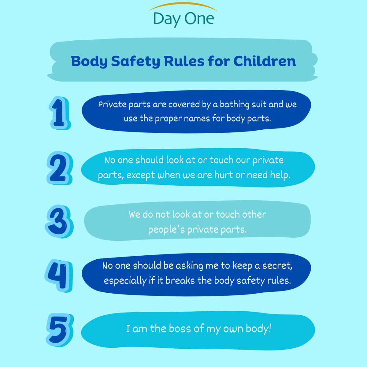 dayoneri's tweet photo. One of the best ways to prevent child sexual abuse is to empower children and teach them body safety rules. Just like children need to be taught proper hygiene, they need to be taught how to take control over their body. https://t.co/GHXvYGlYvZ