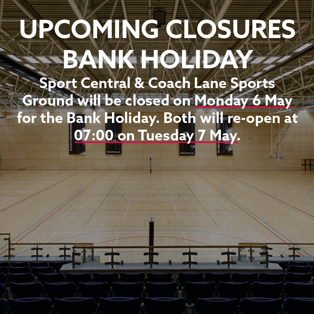 ‼️ CUSTOMER NOTICE ‼️ Due to hosting the Newcastle City Council Elections, Sport Central will be closed from 14:30 on Thursday 2 May and Re-open Saturday 4 May at 07:00. We will also be closed for the bank holiday on Monday 6 May, and re-open at 07:00 on Tuesday 7 May.