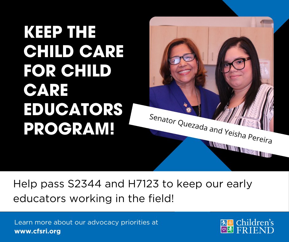 Support the Child Care for Child Care Educators Program - it's changing lives like Yeisha Pereira's! Let's keep our early educators in the field with S2344 and H 7123. #ChildCareMatters