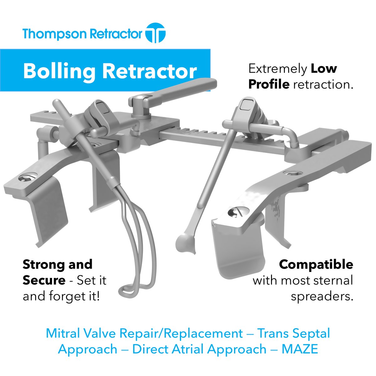 Other retractors getting in your way; creating a tunnel to work through? Bring in the Bolling by Thompson Retractor! Low profile, secure, and compatible with most spreaders. You just set it. And forget it! #thompsonretractor #bollingretractor