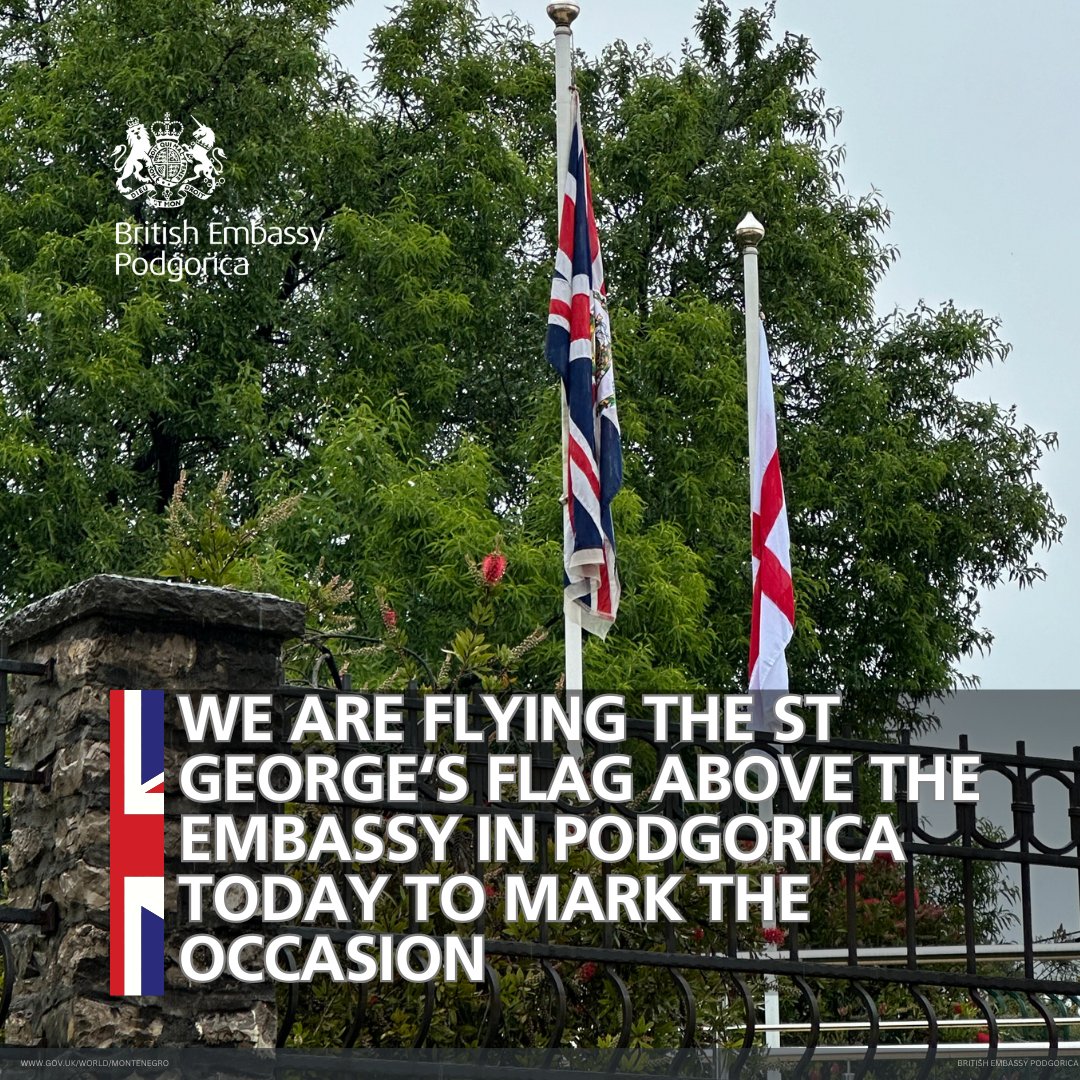 Happy St George’s Day from all of us at the British Embassy in Montenegro. 🏴󠁧󠁢󠁥󠁮󠁧󠁿🇲🇪 #StGeorgesDay