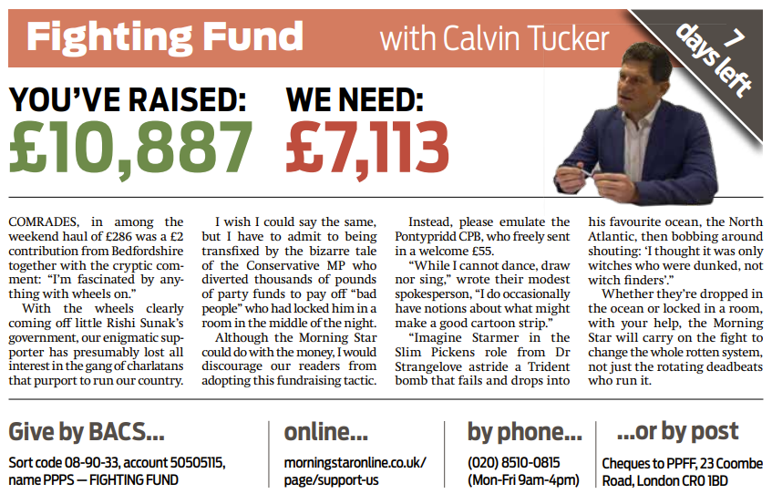 The Morning Star is a reader-owned co-operative and a unique socialist voice. We don't run corporate advertisements. Instead, we rely on our supporters to hold power to account. Help us to do that by donating to our Fighting Fund: ow.ly/i8Qo50Rm3aa