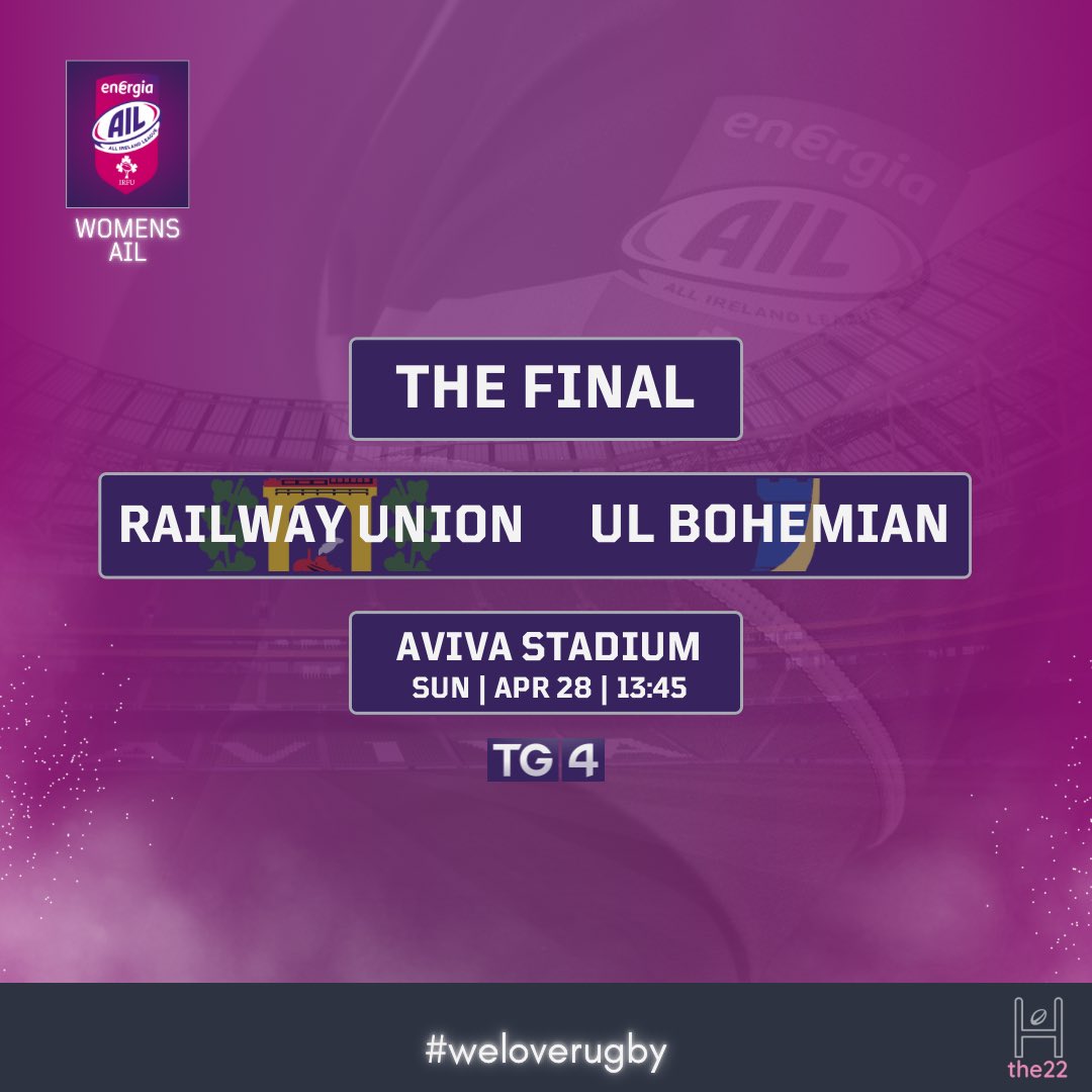 Energia Women’s AIL | Final 🏆 Epic battle awaits at the Aviva this Sunday. Railway Union v UL Bohemian KO - 1:45PM | TG4 📺 #energiaail #weloverugby