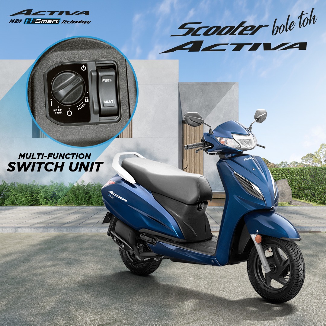 RajeeGoa's tweet photo. Experience the ultimate in safety &amp; convenience with the Honda Activa's Multi-Function Switch unit! Unlock your ride's potential with a simple touch, effortlessly accessing both the underseat storage and external fuel lid.
#Honda #activa #ScooterBoleTohActiva #RunsOnRespect https://t.co/9BDQsgoH3O