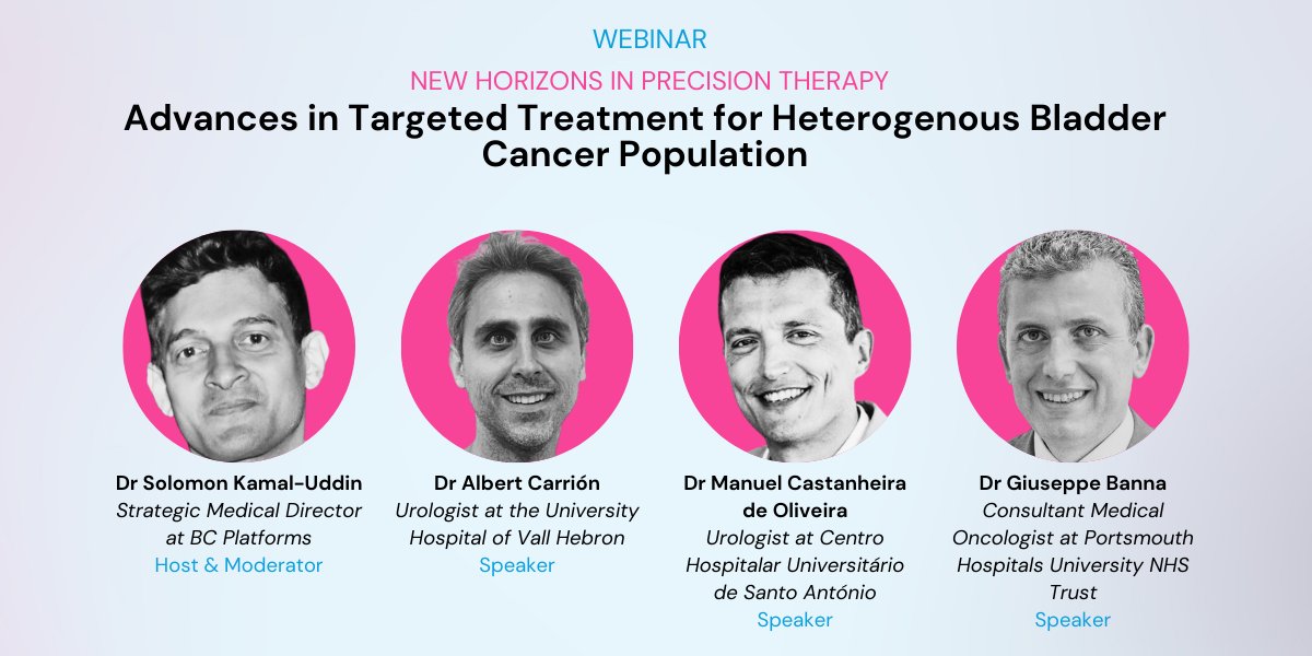 ✨ Join our webinar on May 7 at 3 PM CET to hear the latest in #PrecisionTherapy.

🔹 Explore treatment impacts, advances in #TargetedTherapies and #RealWorldData
🔹 Case study insights

Register now: bit.ly/4b4kv6C

#BladderCancer #oncology #DrugDevelopment #RWD