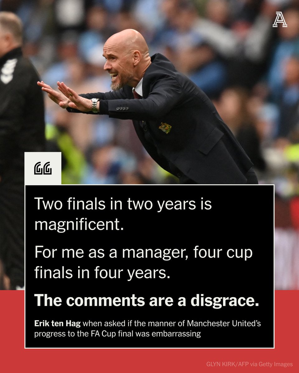 'The comments are a disgrace.' Erik ten Hag has described criticism of the way Manchester United made it through to the FA Cup final as 'embarrassing'. More from @Dan_Sheldon_ and @Millar_Colin 🔗 theathletic.com/5438337/?utm_m…
