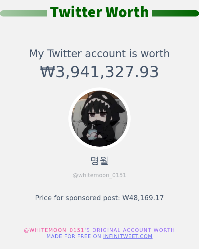 내 트위터 가치는 : ₩3,941,327.93 입니다

➡️ infinitytweet.me/account-worth?…