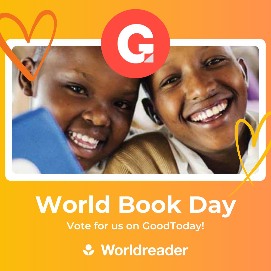 worldreaders's tweet photo. Happy World Book Day! 🎉📚 Celebrate one of our favorite days of the year with us and @GoodToday as we work to provide free digital books to children everywhere 📝
🙌 Donate and vote to get children reading: https://t.co/eAasLACDtX
#WorldBookDay #GoodToday #GetChildrenReading https://t.co/daCTgY1hXf