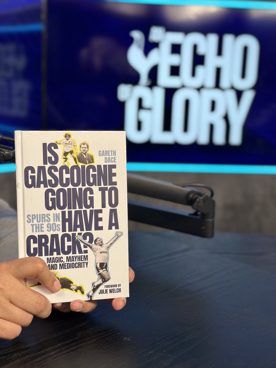 You can win a signed copy of @GarethDace 's new book only by tuning in to todays episode! You can buy a copy if you simply can't wait you can buy it now on 90sspursbook.square.site if you're in the UK and amzn.eu/d/8fLMABn for everywhere else! #COYS #gazza #spurs