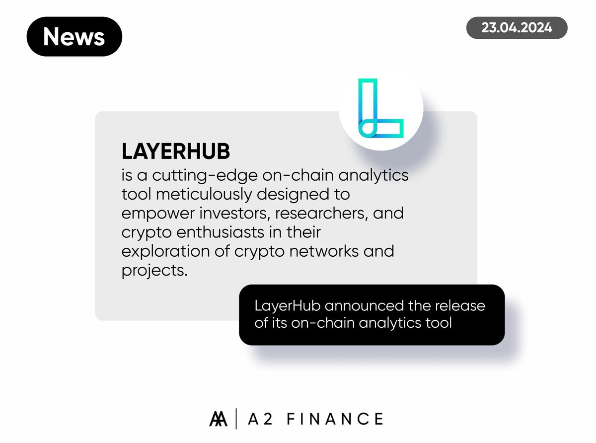 a2finance_io's tweet image. #LayerHub announced the release of its on-chain analytics tool

@layerhub is a cutting-edge on-chain analytics tool meticulously designed to empower investors, researchers, and crypto enthusiasts in their exploration of crypto networks and projects.

1/2