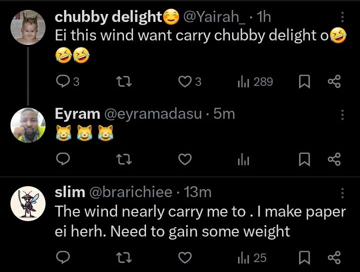 Lyn_Abla's tweet photo. ππππ whether slim or thick, the wind no dey care...#Nowheresafe https://t.co/ewpbUolewq
