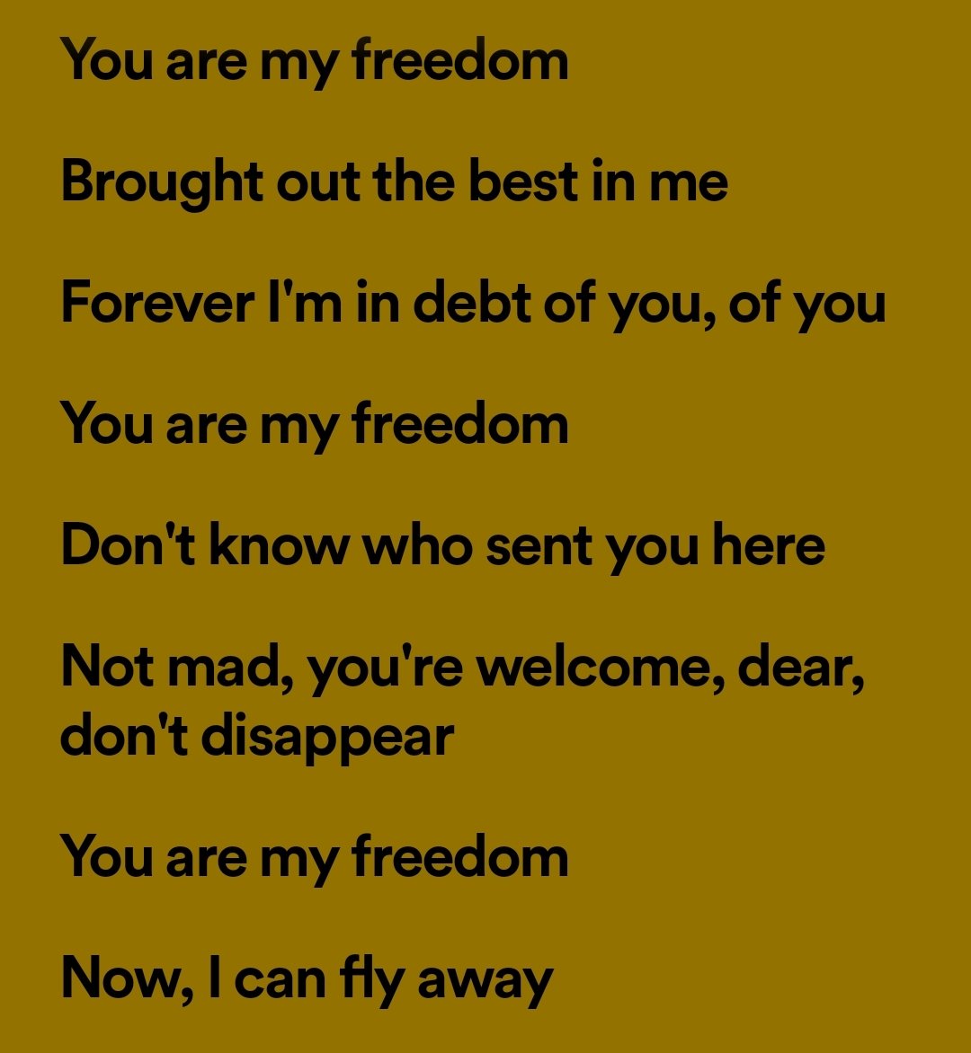 31 SONGS FOR BAZOO DAY 25 / 31 

Freedom by SB19

Matamis na kalayaan. Ang pinakaaasam-asam ni Bazoo. Kalayaang mag-isip, kalayang kumilos, kalayaang magsulat, kalayaang tumula, kalayaang umawit, kalayaang magalit, kalayaang magmahal. 

#SurfaceDexterAndBazoo 
#BringBazooHome