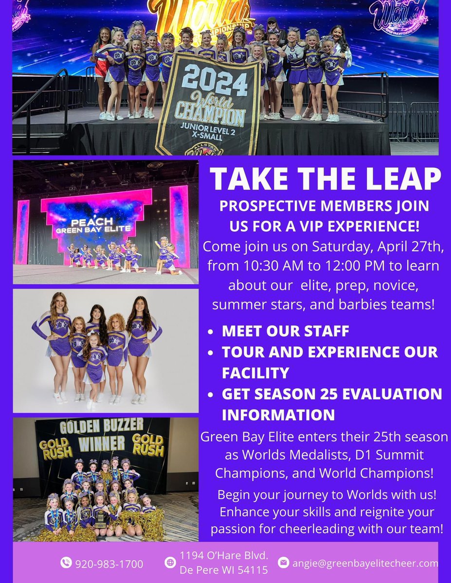 gbecheer's tweet photo. Join us this Saturday for the GBE open house! We invite you to come check us out and see what we're all about. 💜💜💜
Meet our team, take a tour of our facility, and enjoy some GBE-themed activities! 
Our doors are wide open and we are excited to meet you! 🌷🌷🌷 https://t.co/pAJdZcBAE5