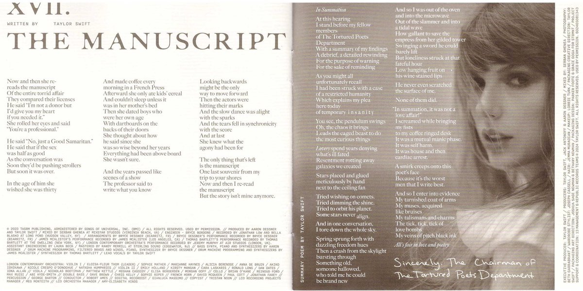 THE TORTURED POETS DEPARTMENT” The Manuscript CD booklet scans