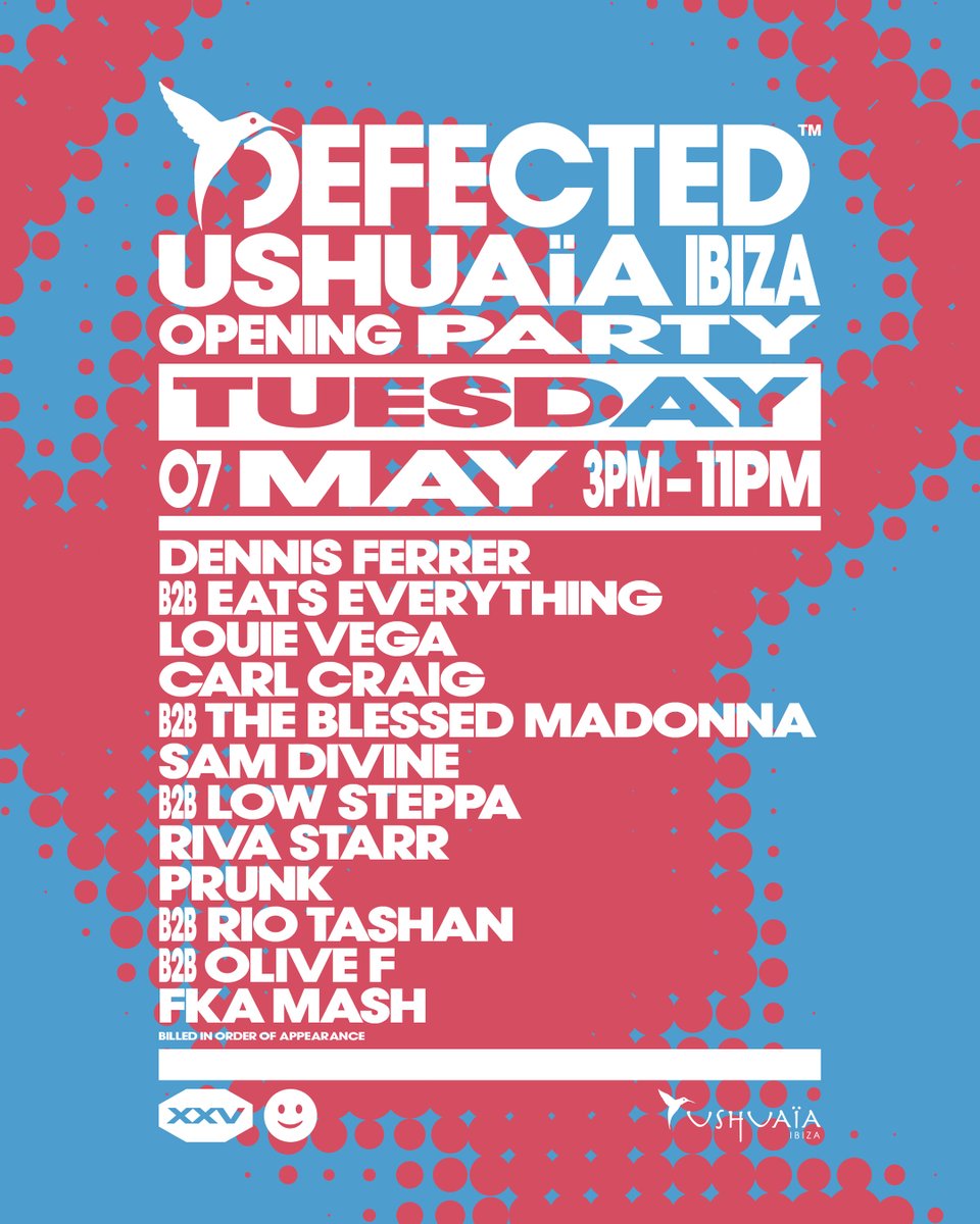 Here's our opening party lineup for those joining! @RealFkaMash @RioTashanDJ Olive F Prunk @rivastarr @Lowsteppa @samdivine @Blessed_Madonna @carlcraignet @LouieVeganyc @eats_everything @dennisferrer