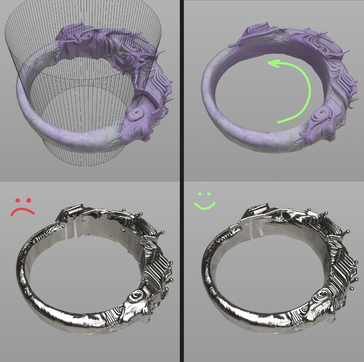Attention to details makes a difference (even if 99% of the time you are the only person who cares).

❌ Easy way - just cut out the inside.

✅ My way - spend shitload of time refining the velocity field to follow constraints and produce the desired shape.

#Houdini #b3d #WIP