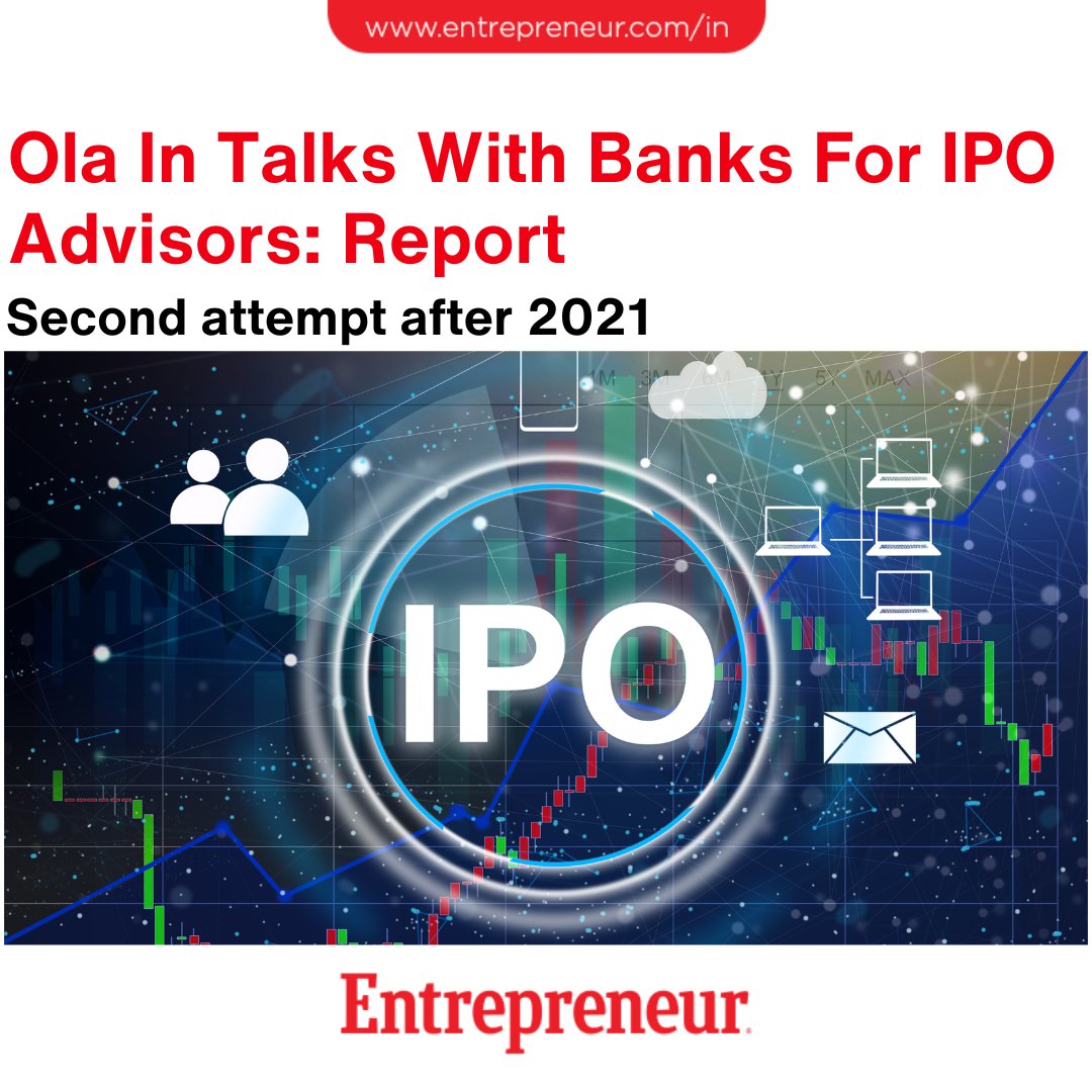 #Update 

Ola takes another shot at IPO after a failed 2021 attempt.  

Read: ow.ly/Qgus50Rm3He

#FinanceWorld #IPOAdvisors #FundingGoals #StockMarket #InvestmentNews #BusinessUpdates #IPOAlert #TechFinance #StartupNews #OlaIPO