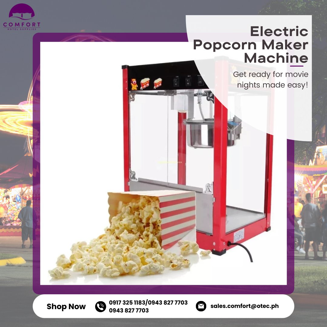 Skip the preheating! This electric popcorn maker delivers hot, fresh popcorn in just minutes. Satisfy your cravings instantly. ⏰
#hotelathome #hotelsupplies #hotelph #airbnb #comforthotelsupplies #comfortph #hotelamenities #popcornmaker #electricpopcornmaker