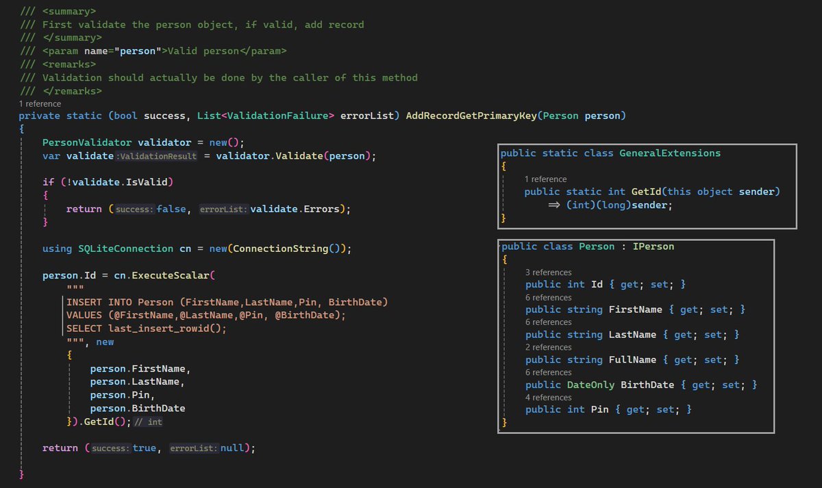 KarenPayneMVP's tweet image. Preparing for an article comparing Dapper and EF Core CRUD operations with SQLite with FluentValidation.
#FluentValidation #Dapper #csharp