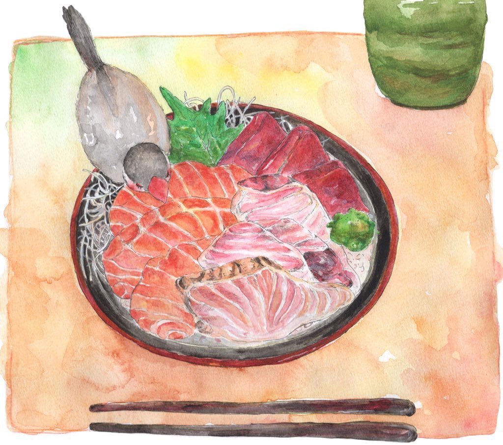 海鮮丼と文鳥🐟

#文鳥 #イラスト