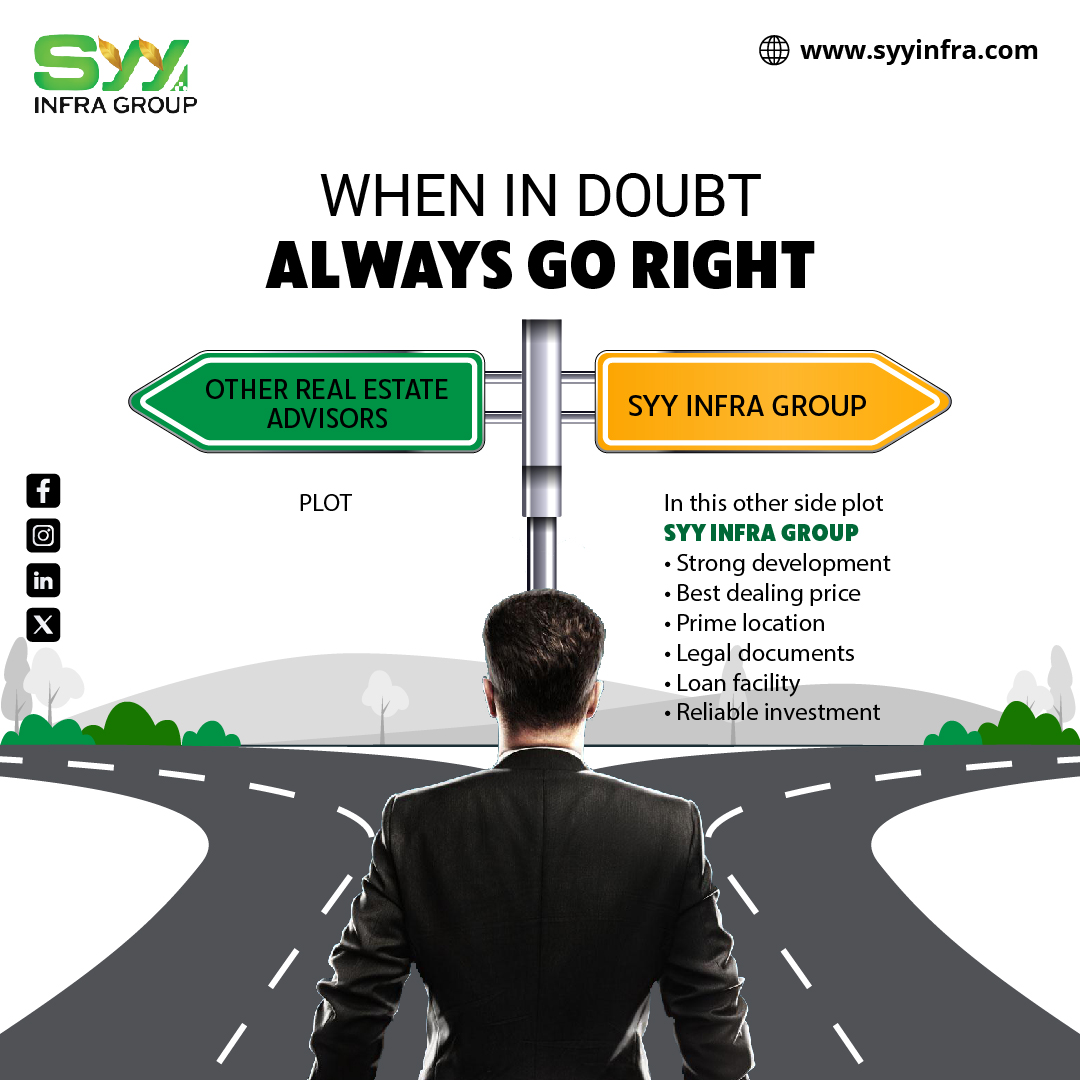 When In Doubt ! Always Go Right With Syy Infra Group.
'
'
'
#realestate #development #bestdealer #syyinfragroup #primelocations #loanservices