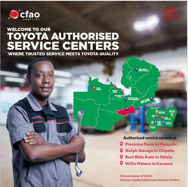 CFAO Mobility Zambia Limited has expanded its network of Authorized Service Centres (ASC) and Team Toyota Garages (TTG) by appointing two Team Toyota Garages and one Authorized Service Centre bringing the total number of TTGs to 3 and ASCs to 4. The aim is to provide customers…