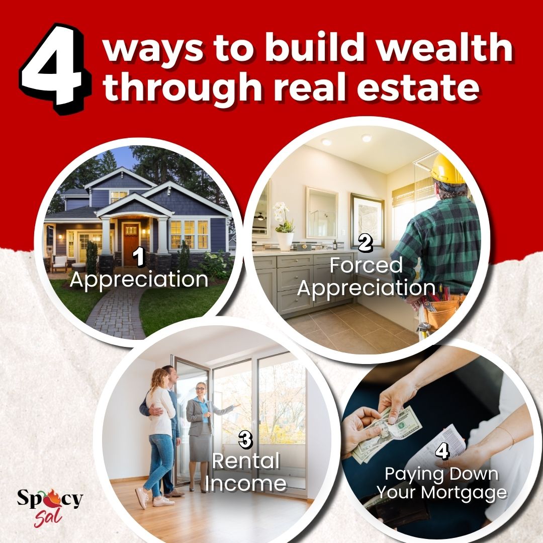 There are 4 ways to build wealth through real estate they are;

#houseappreciation #rentalincome #renovations #payingmortgage #buildingwealth #BarberaPropertyManagement #realestateinvesting