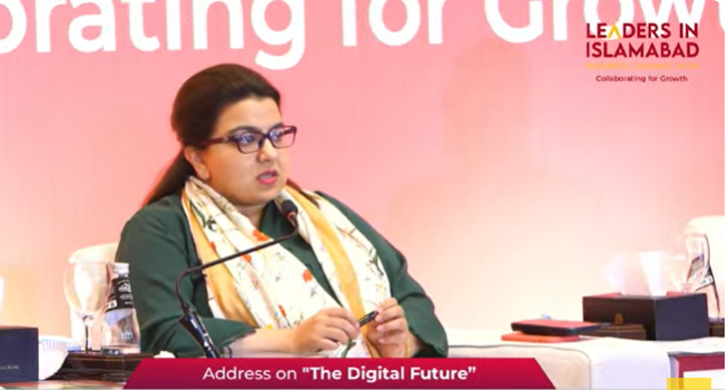 Shaza Fatima Khawaja, Minister of State for IT & Telecom has taken the stage to deliver an engaging address at the LEADERS IN ISLAMABAD BUSINESS SUMMIT - '#CollaboratingforGrowth.’ Watch it LIVE: bit.ly/44dIY7t #LeadersinISB