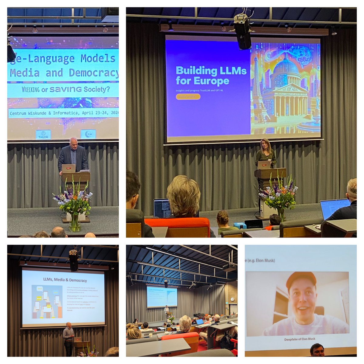 Educational and interesting talks from a wide range of speakers on the first day of our event on Large Language Models and how they affect society. From bankfraud to websites that answer questions and mention the source of their information. bit.ly/49afw2W #LLMs #ai #rag