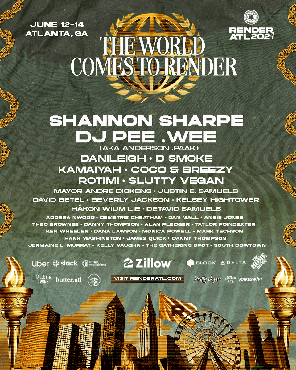 SincerelyBrittt's tweet photo. The LINEUP THOUGH!!! π³π₯π₯΅, if you have not gotten your tickets yet, do not wait. FOMO is real and I don't want to be saying "Congratulations, you played yourself" in DJ Khalid voice come June! π #RenderATL24 https://t.co/gpQdxS87Ac