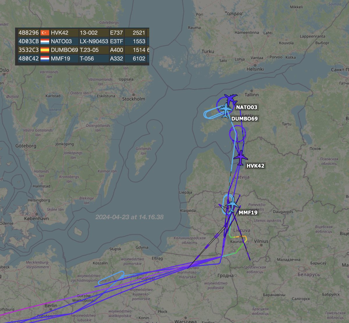 Baltic states:  2 x refueling planes. 2 x AWACS