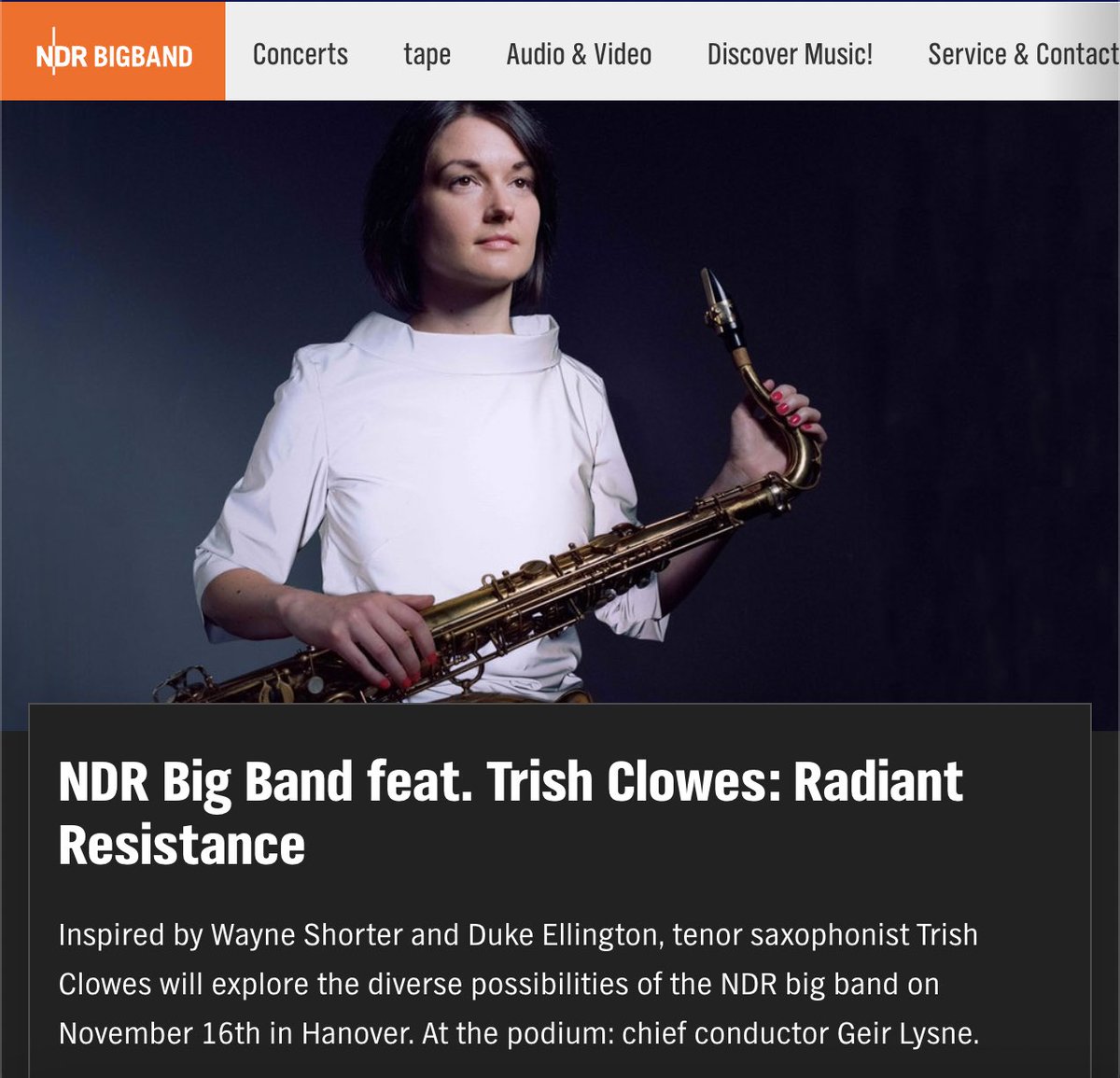 Some news...! I'm totally over the moon to be writing a new set of music to play with the NDR Bigband in November ❤️ 'Radiant Resistance' is dedicated to the power of kinship ❤️ ndr.de/orchester_chor…