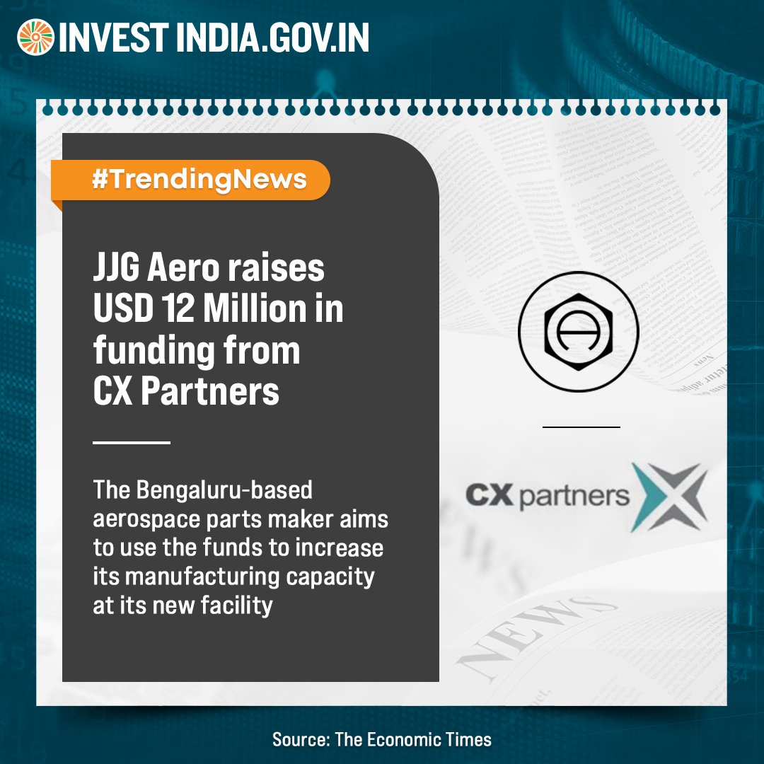 #JJGAero specialises in custom-machined components while primarily focusing on building for the commercial aerospace segment - boosting the domestic #aerospace manufacturing sector. Read more: bit.ly/442Qe5P #InvestInIndia #InTheNews #TrendingNews #CXPartners