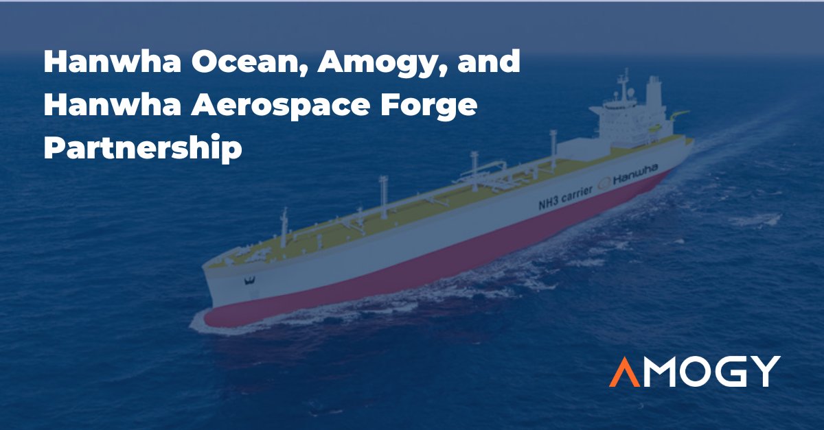 📢 JUST ANNOUNCED: Hanwha Ocean, Amogy and Hanwha Aerospace Forge Partnership to Decarbonize Maritime Sector with Ammonia as a Zero-Emission Fuel

Read the press release here ⬇️ hubs.ly/Q02tLGB40