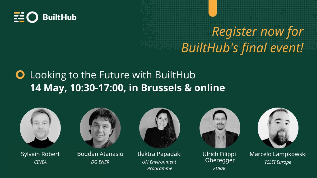 Join us for our final #event next month! What's on the menu, you ask? 👩‍🍳

🧂 A dash of dialogue about the EPBD recast
🥞 A pile of insight via BuiltHub-developed resources
🍞 A slice of fun on a study visit around Brussels!

Reserve your spot today! 👉 builthub.eu/final-event