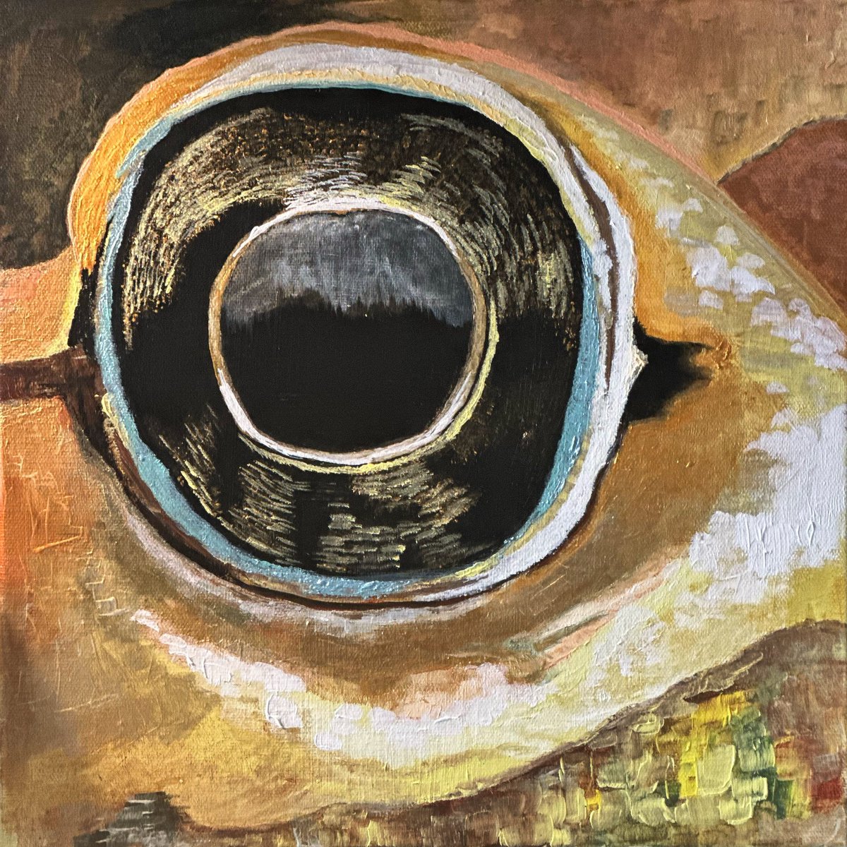 A Frog’s Eye. 16x16acrylic on canvas.