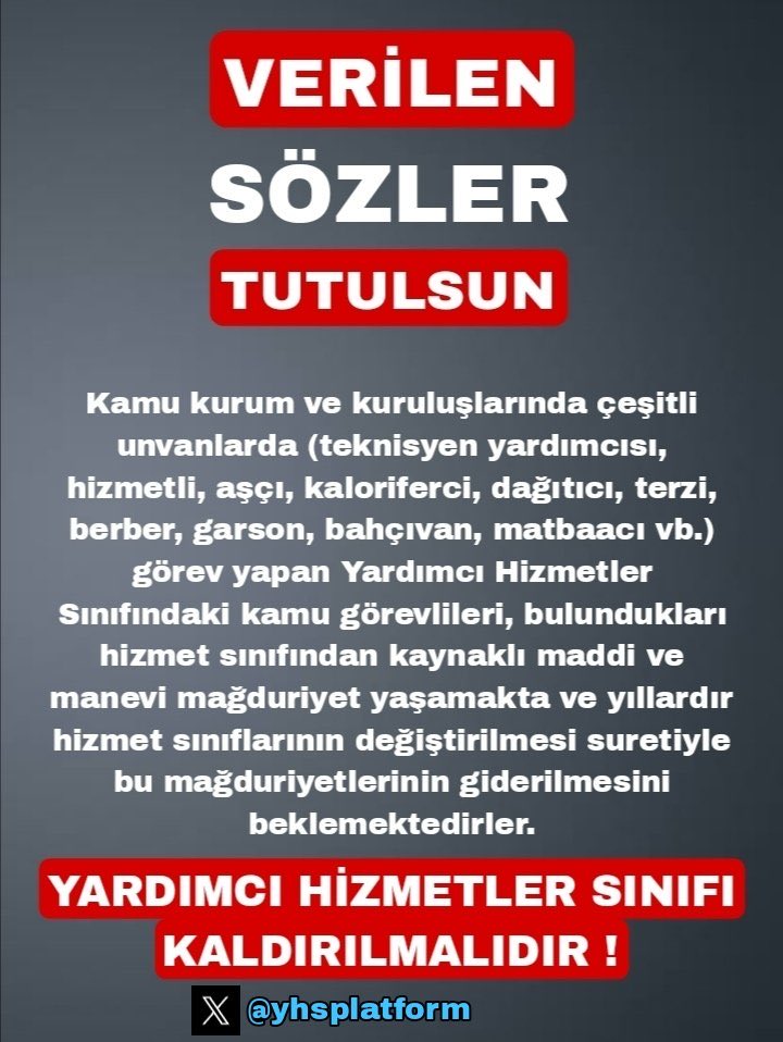 #YardımcıHizmetlerSınıfı #yardımcıhizmetlerkaldırılsın
@isikhanvedat @_cevdetyilmaz @mustafaelitas