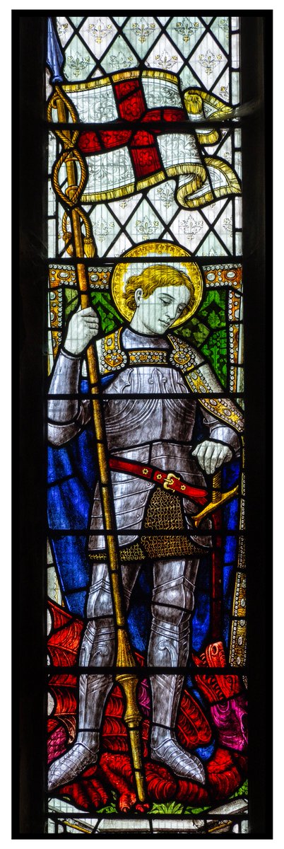 St George as created in 1919 by Burlison & Grylls at St Wilfrid's Church, Alford, Lincolnshire #StGeorgesDay