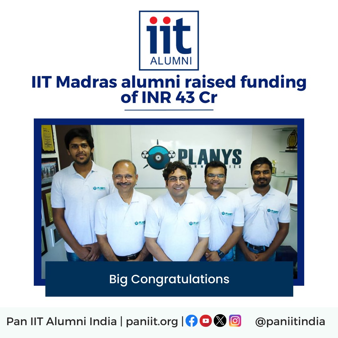 Founded in 2015 by @iitmadras alumni and faculty, @planystech which enables underwater infrastructure testing solutions has secured INR 43 Cr in fresh investments. Planys Tech sprouted as a spin-out from the CNDE - Centre for Non-destructive Evaluation, India (CNDE).